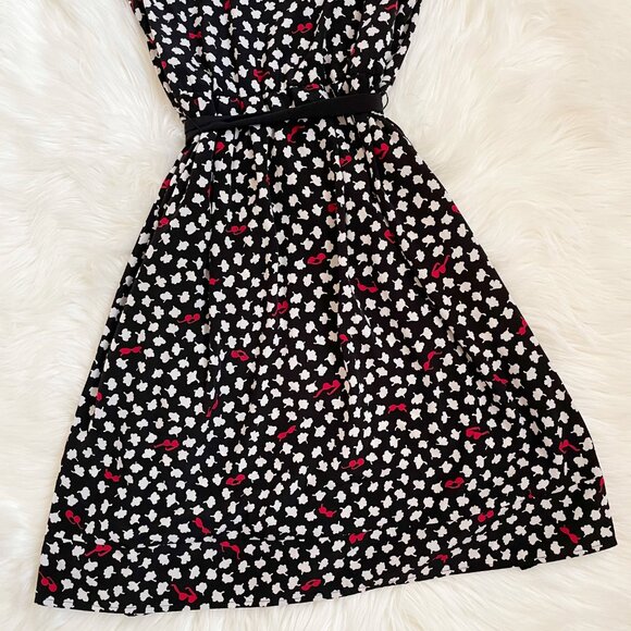 Anthropologie Maeve Black White Red Odilia Floral Sunglasses Short Sleeve Dress - Picture 6 of 10